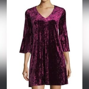 Eliza J Crushed Velvet Bell Sleeve Dress Size 4
